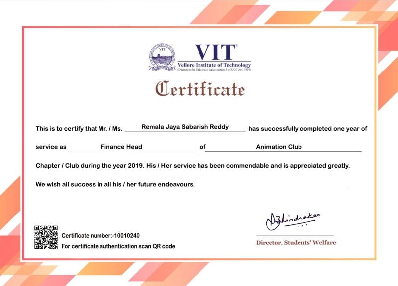 VAC - Finance Head - VIT